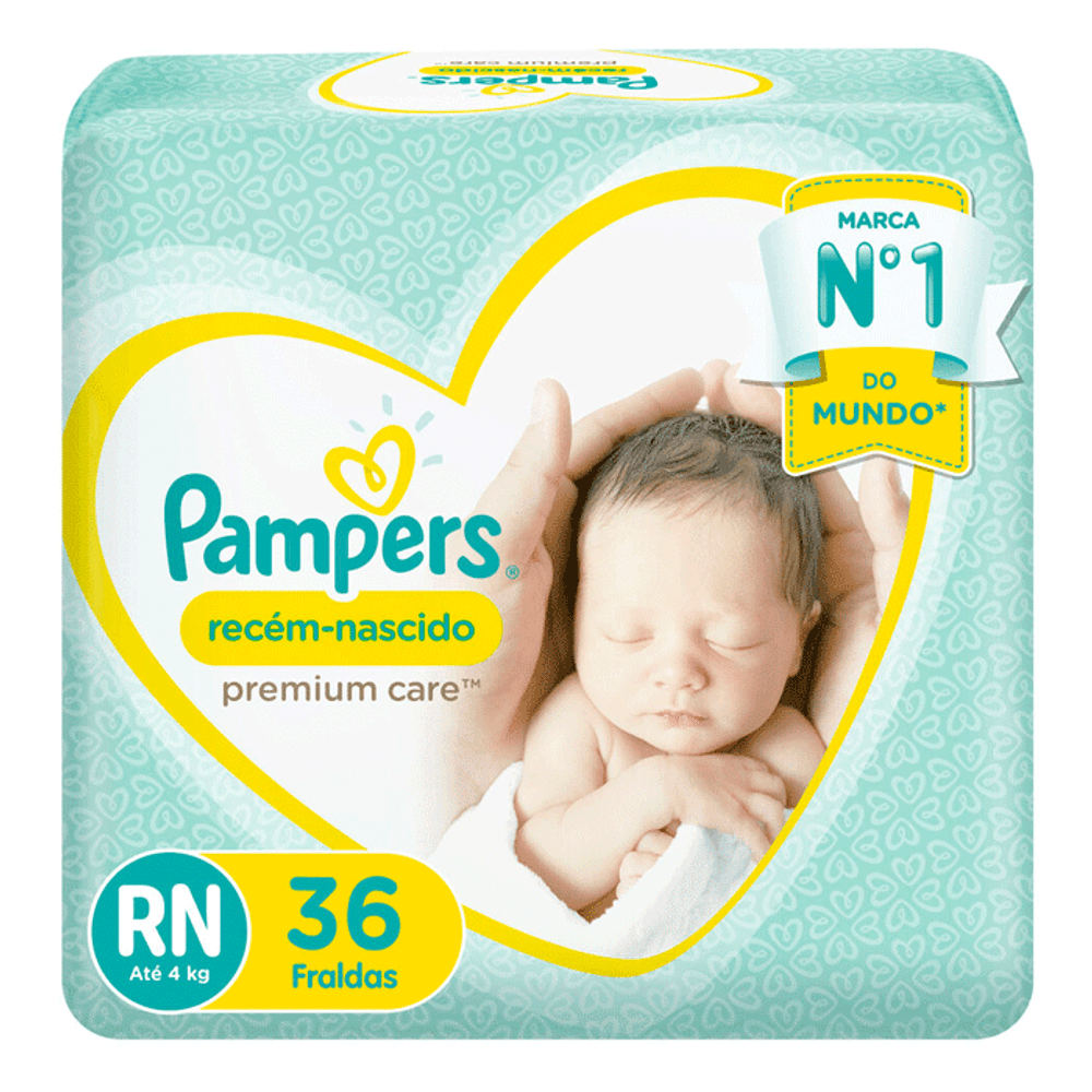 Fraldas Pampers Premium Care Recém-Nascido RN 36 Unidades