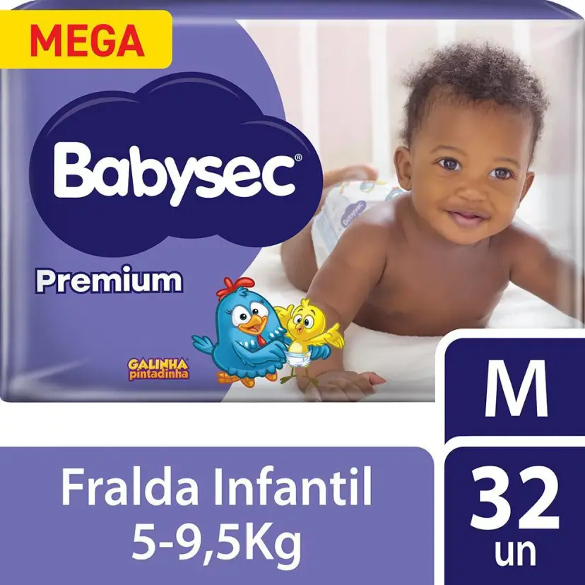 Fralda Babysec Ultrasec Galinha Pintadinha Premium M 32 unidades