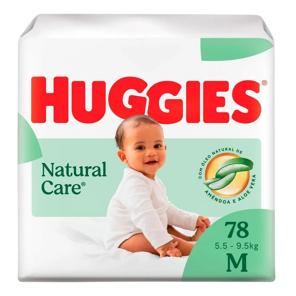 Fralda Descartável Huggies Premium Natural Care M 78 Unidades
