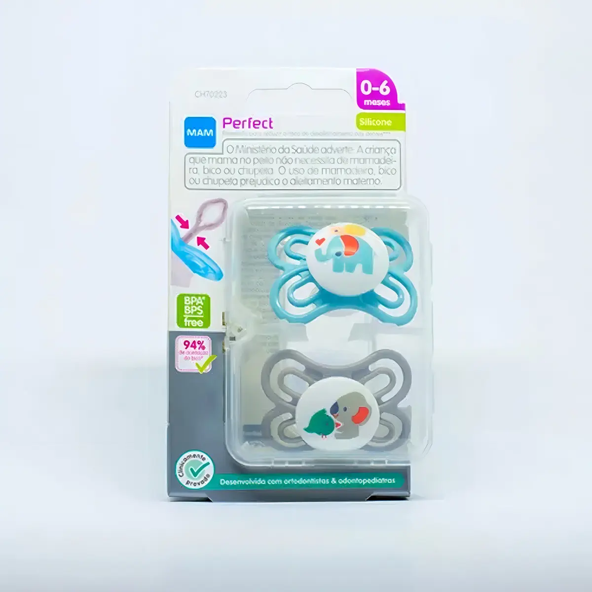 MAM Perfect Chupeta 0 a 6 meses embalagem dupla cor neutra kit 2 unidades